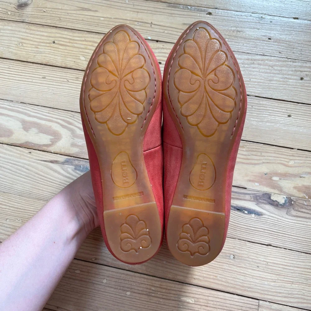 Born Julianne Red Leather Ballet Flats Almond Toe Comfort Shoes F15005 womens 5M